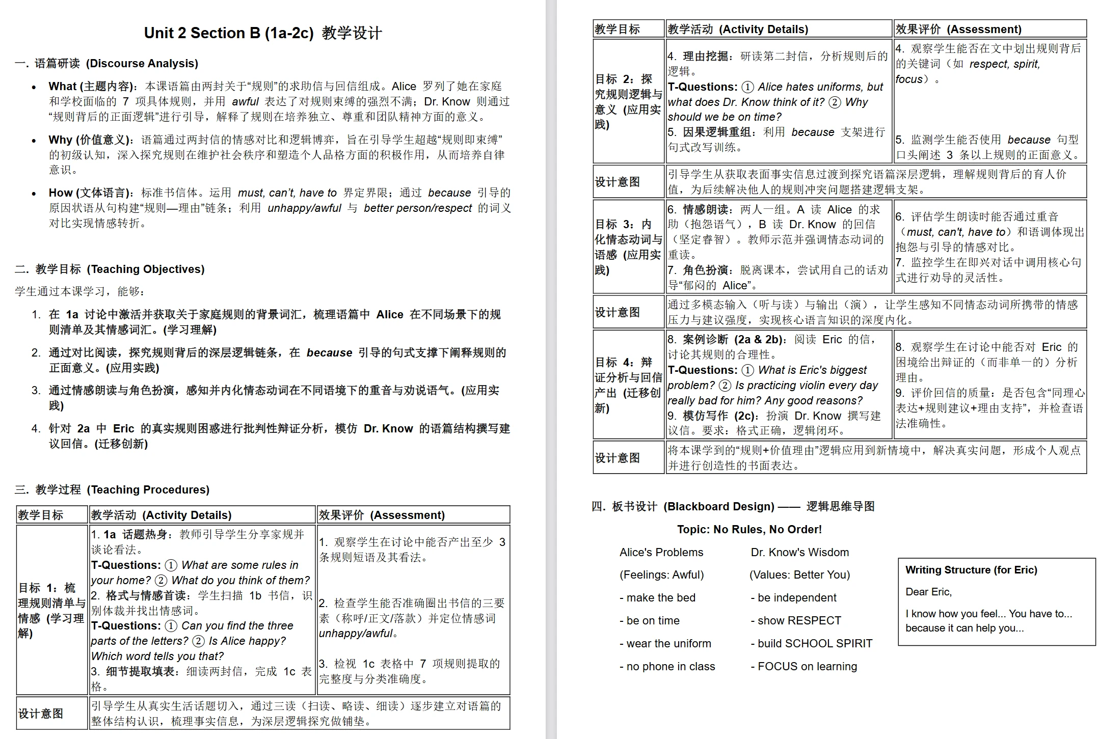 Unit 2 Section B 阅读课教学设计